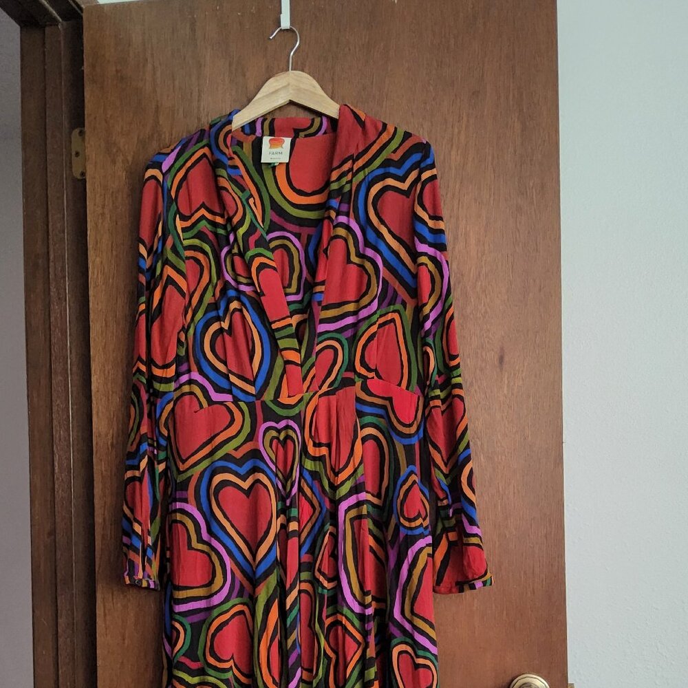 FARM Rio Red Multi-Color Heart Print Maxi Dress